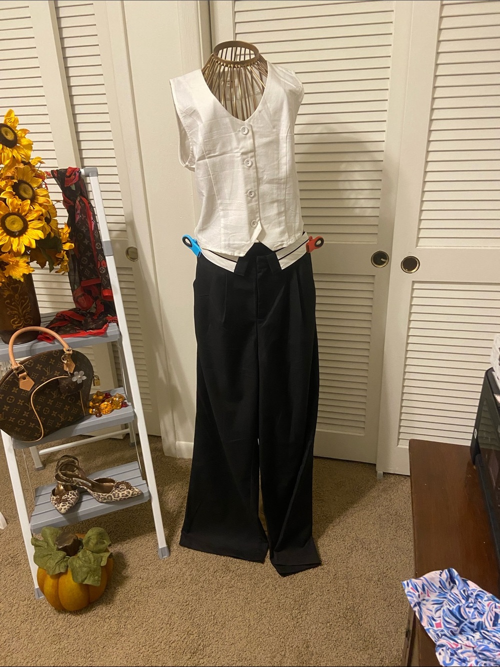 Commense Wide-Leg Black Trousers with High Waist